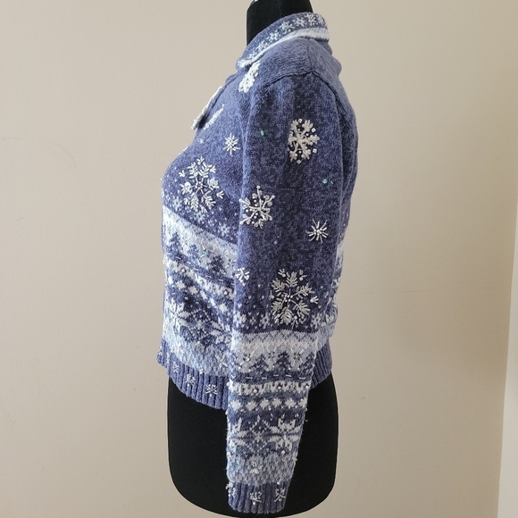 Heirloom Collectibles Zip Up Snowflake Ugly Sweater Size PM - Picture 3 of 11